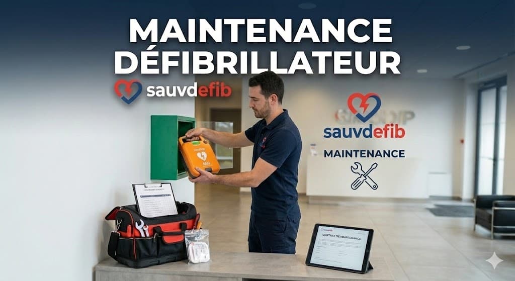 Technicien intervenant sur un defibrillateur